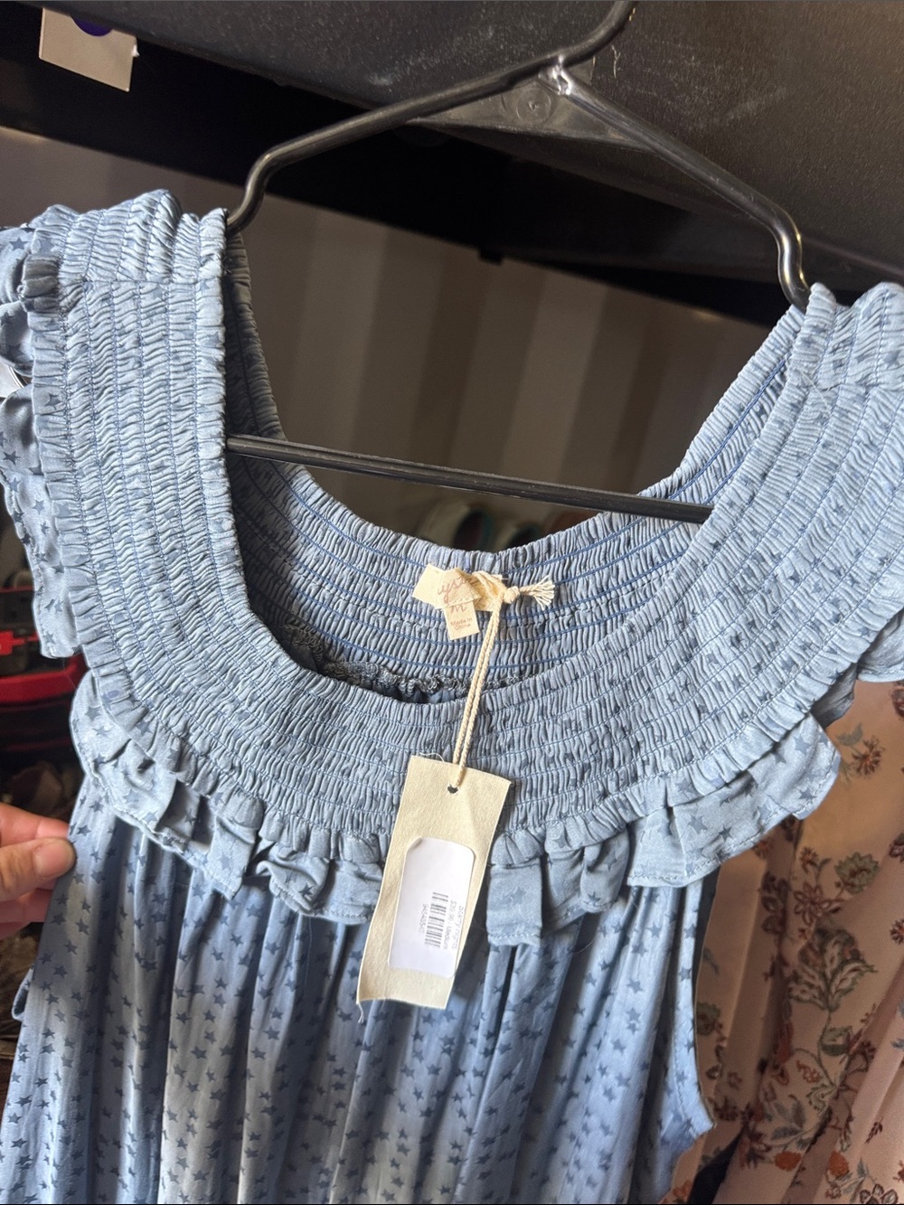 Mystree Light Blue Ruffled Smocked Tank Top - Picture 4 of 4
